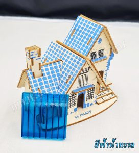 แผ่นโพลีคาร์บอเนต แผ่นลูกฟูก สีฟ้าน้ำทะเล